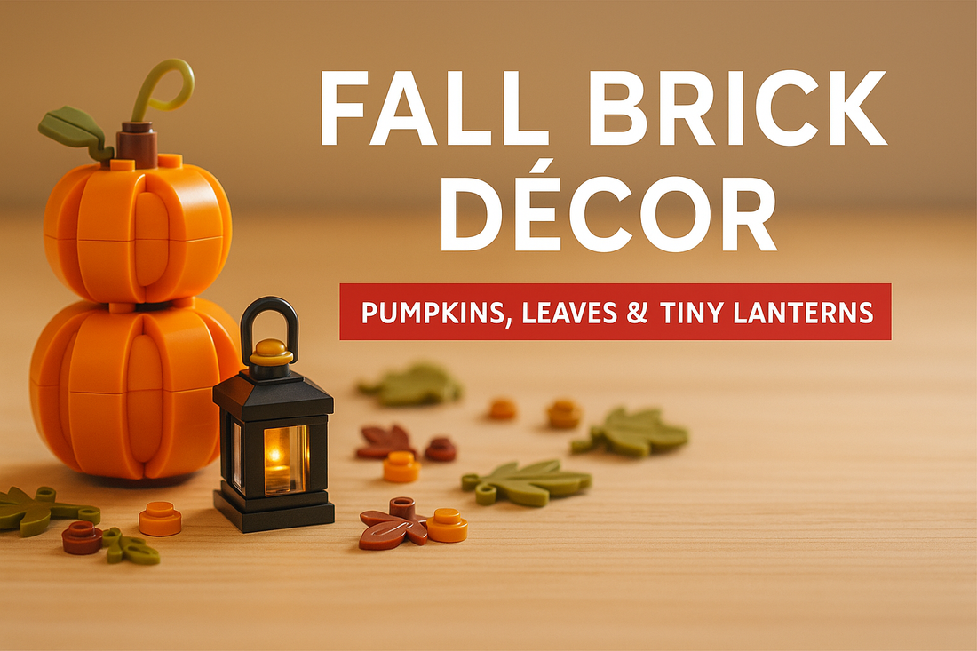 Fall Brick Décor - Pumpkins, Leaves & Tiny Lanterns
