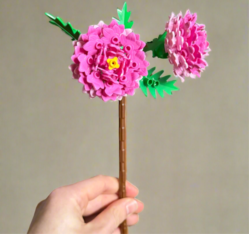 Peony Flower Building Kit – Lego-Compatible Brick Set