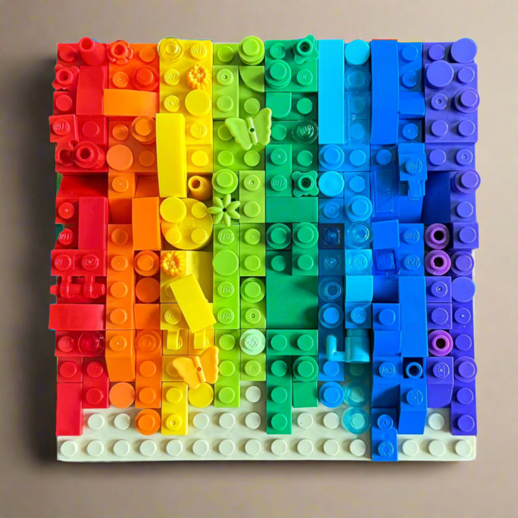 Rainbow Color Drip Brick Art | 16x16 LEGO-Compatible Abstract Wall Decor | Handmade One-of-a-Kind Mosaic | Bright Brick Art Gift