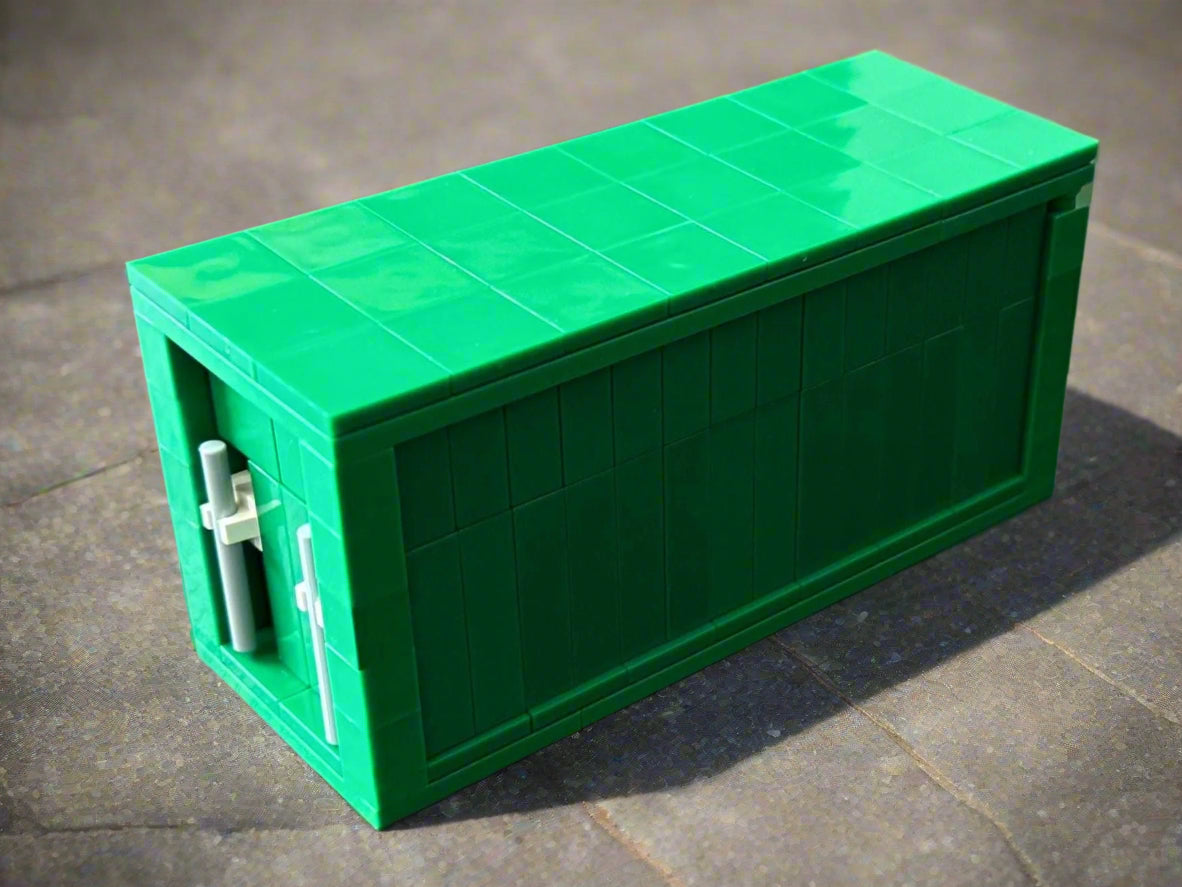 Mini Brick Shipping Container | 5.5” LEGO-Compatible Cargo Crate | Handmade Display Model | Industrial & Desk Decor
