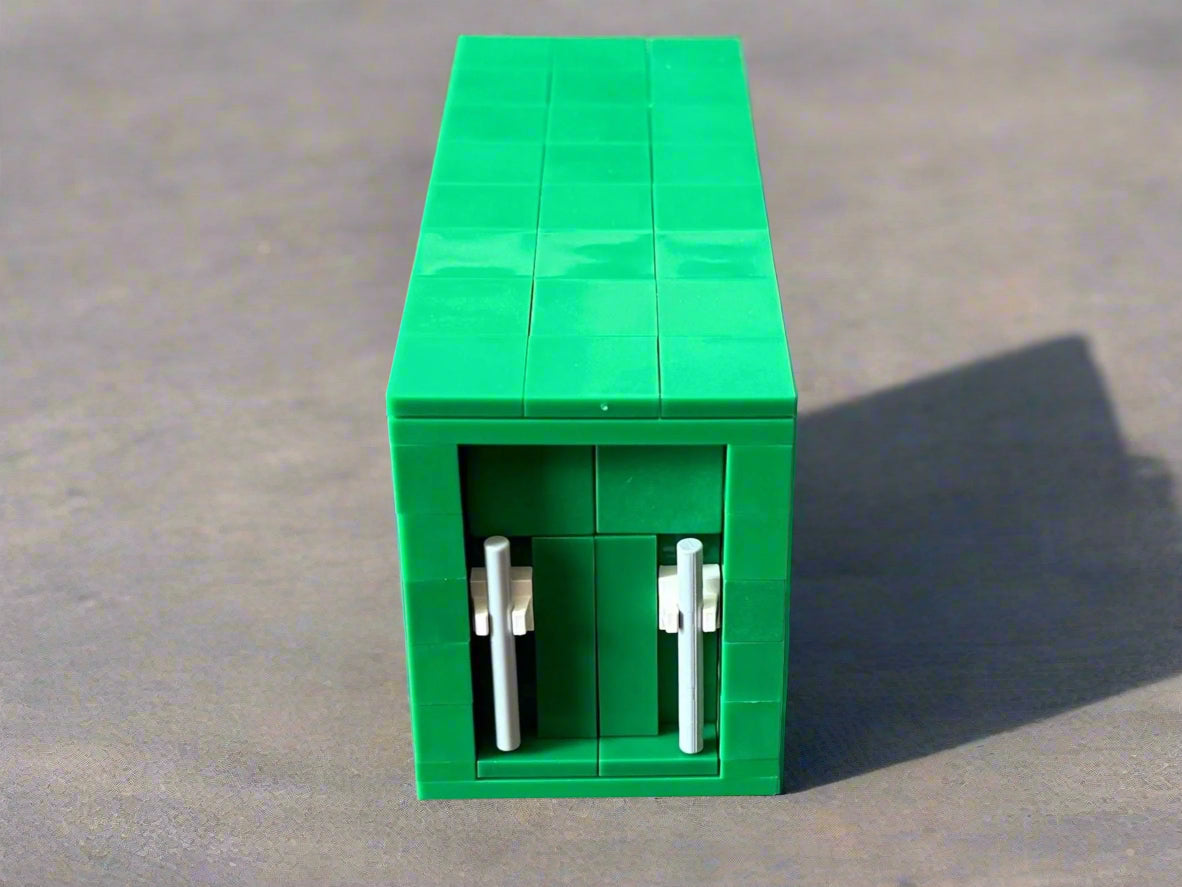 Mini Brick Shipping Container | 5.5” LEGO-Compatible Cargo Crate | Handmade Display Model | Industrial & Desk Decor