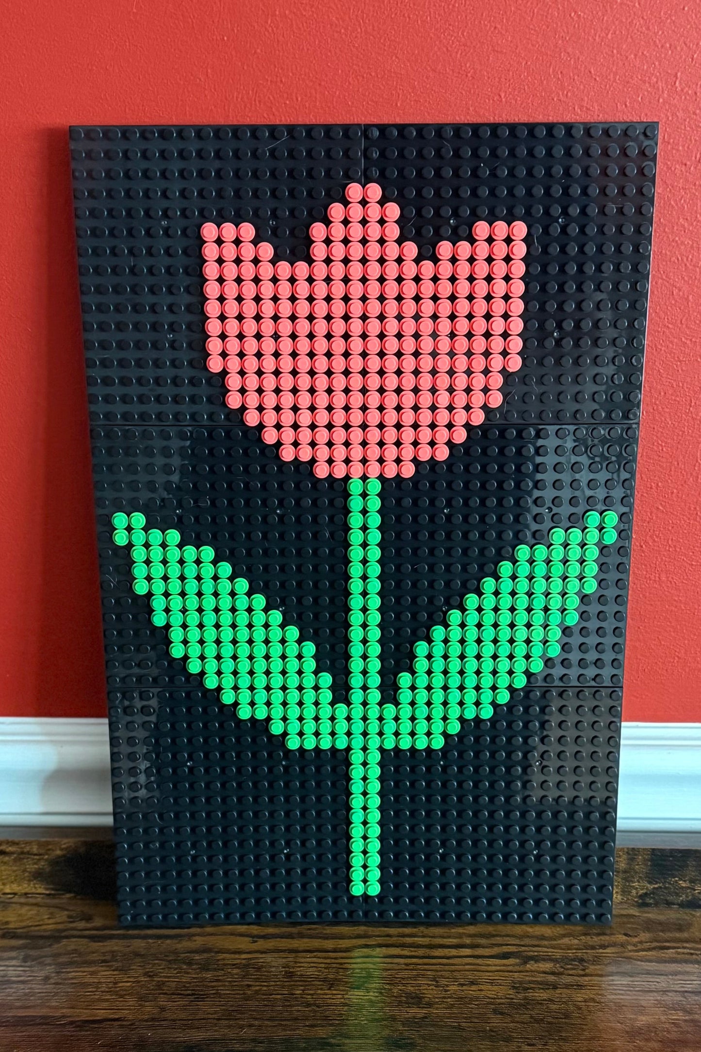 Tulip Pixel Art Mosaic | 32x48 LEGO-Compatible Brick Wall Art | Handmade Flower Decor | Spring Floral Brick Design