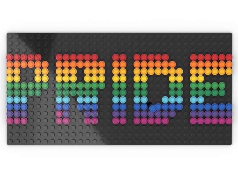 Build-It-Yourself DIY Pride Pixel Art Sign Kit – 32x16 Studs | Rainbow Mosaic on Black Base