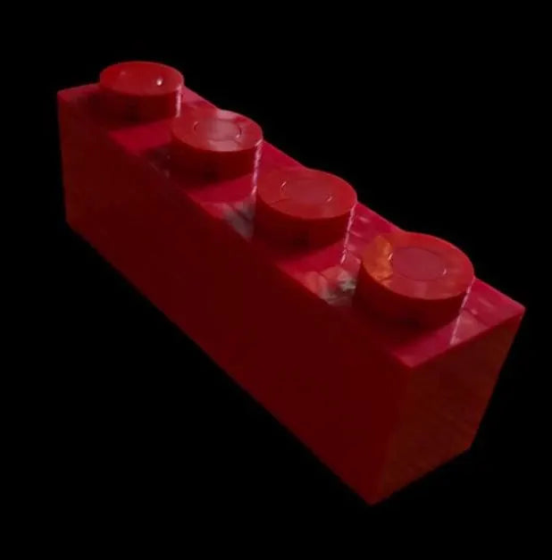 LEGO-Compatible Brick Replica | 6x Upscaled 1x4 Brick | Red Display Brick | Oversized LEGO Decor Piece