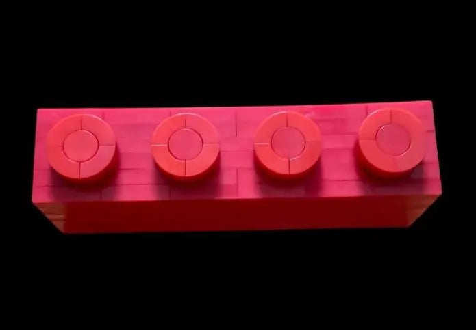 LEGO-Compatible Brick Replica | 6x Upscaled 1x4 Brick | Red Display Brick | Oversized LEGO Decor Piece
