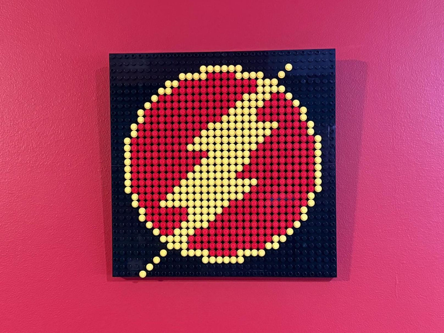 The Flash Logo Pixel Art | 32x32 LEGO-Compatible Mosaic | Superhero Lightning Bolt Wall Art | Handmade Brick Decor | 10"x10"