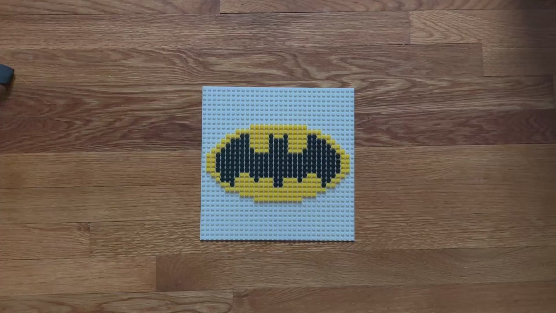Batman Logo Brick Mosaic | 32x32 LEGO-Compatible Pixel Art | Handmade Superhero Wall Art | DC Comics Gift for Fans
