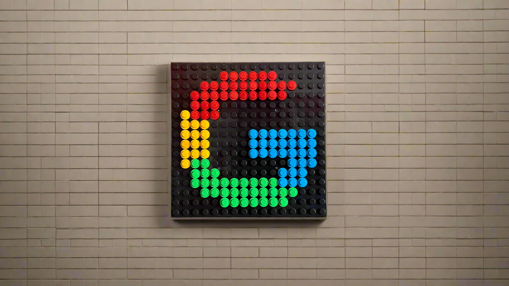 Mini Google Logo Pixel Art | 16x16 LEGO-Compatible Brick Mosaic | Tech Decor | Colorful Pixel Wall Art | Handmade Mini Sign
