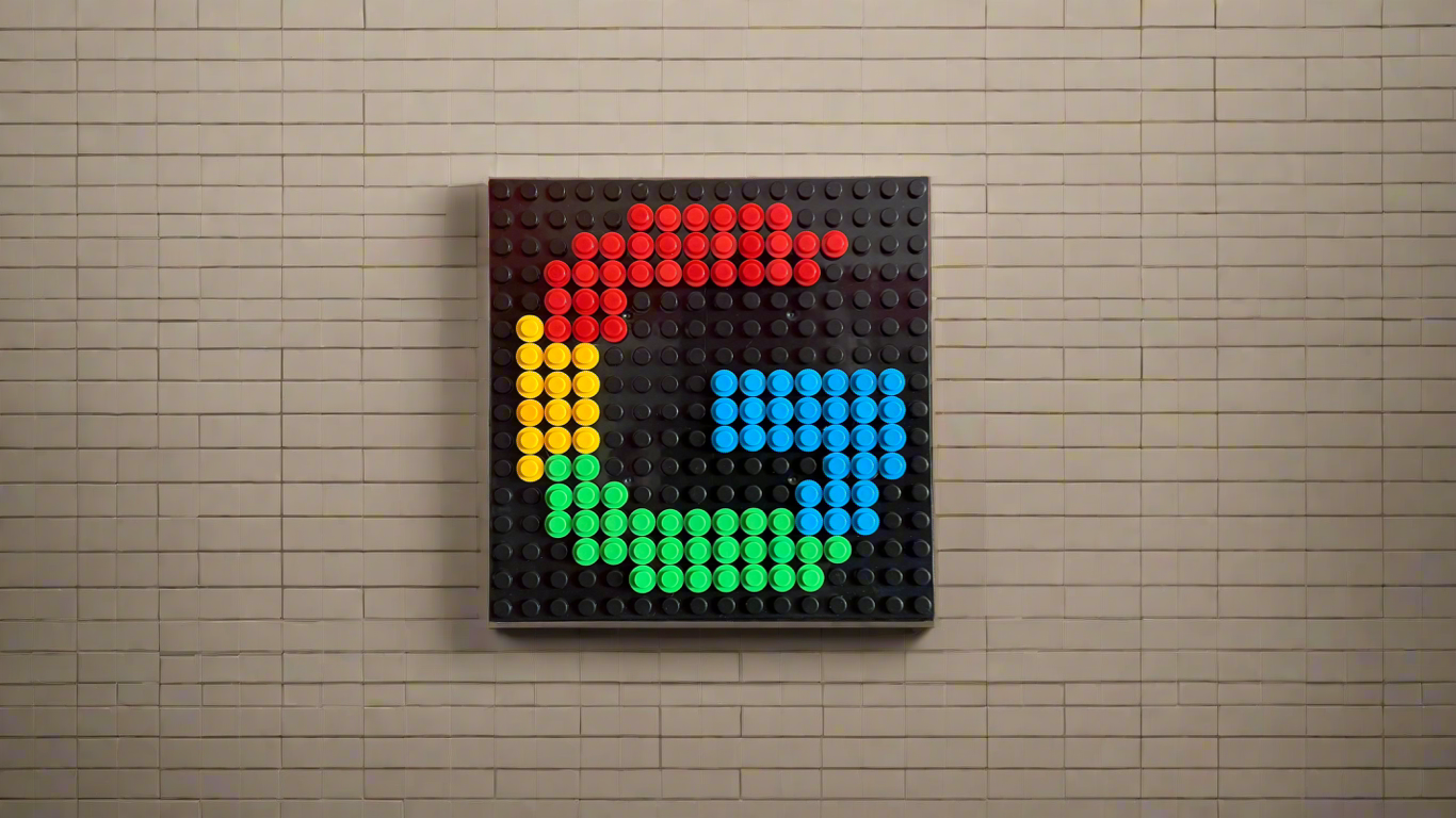 Mini Google Logo Pixel Art | 16x16 LEGO-Compatible Brick Mosaic | Tech Decor | Colorful Pixel Wall Art | Handmade Mini Sign