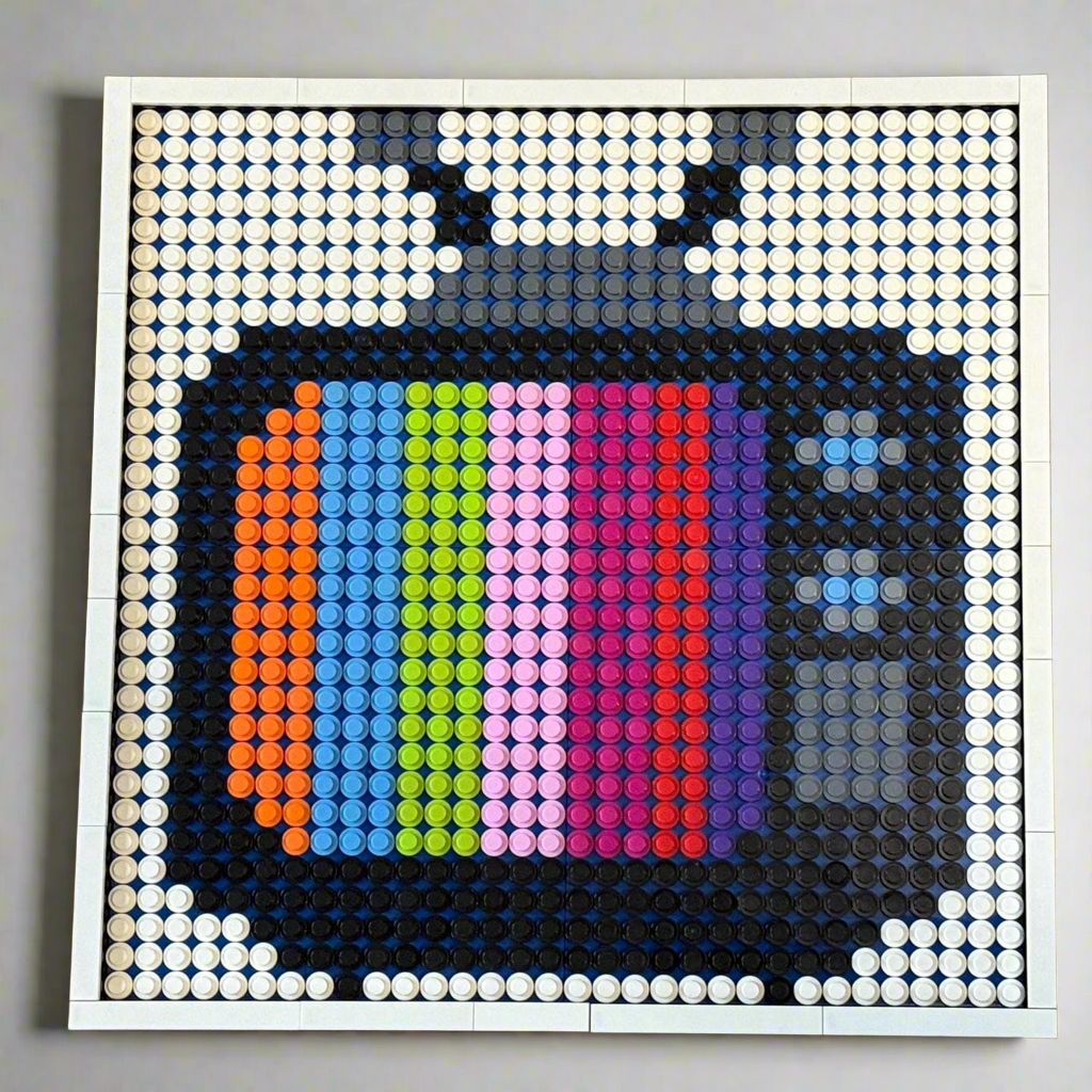 Old School TV Brick Mosaic | Handmade Pixel Art | 1x1 Stud Wall Art | Home Gift | Home Decor
