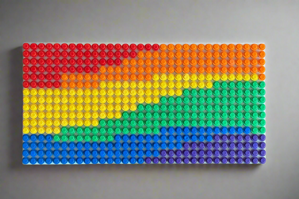 Mini Wavy Pride Flag Pixel Art | 32x16 LEGO-Compatible Brick Mosaic | LGBTQ+ Handmade Wall Decor | Small Rainbow Brick Art