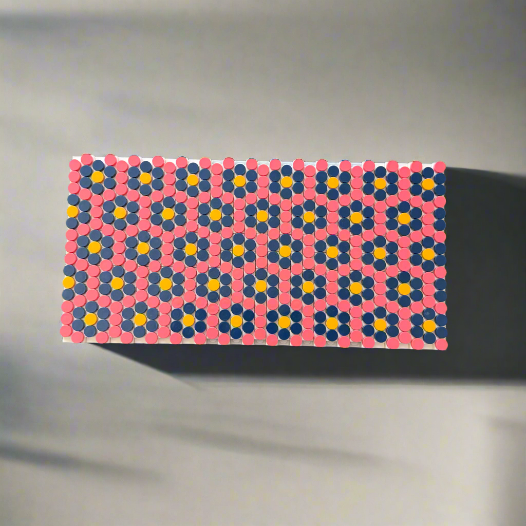 Pink Blossom Mosaic – Retro Floral LEGO®-Compatible Wall Art