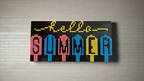 “Hello Summer” Pixel Art Sign | 62x32 LEGO-Compatible Brick Mosaic | Bright Summer Wall Decor | Handmade Brick Sign | Vibrant Seasonal Art