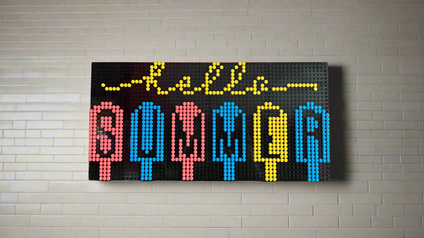 “Hello Summer” Pixel Art Sign | 62x32 LEGO-Compatible Brick Mosaic | Bright Summer Wall Decor | Handmade Brick Sign | Vibrant Seasonal Art