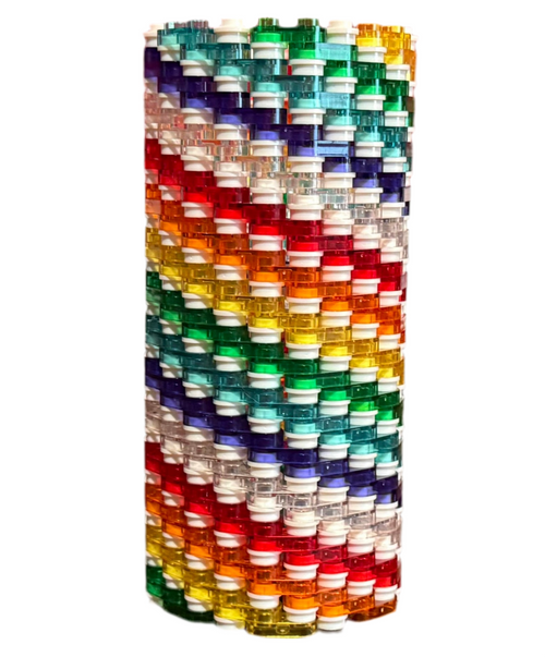 Semi-Transparent Rainbow Skinny Modular Vase – Built with LEGO®-Compatible Bricks