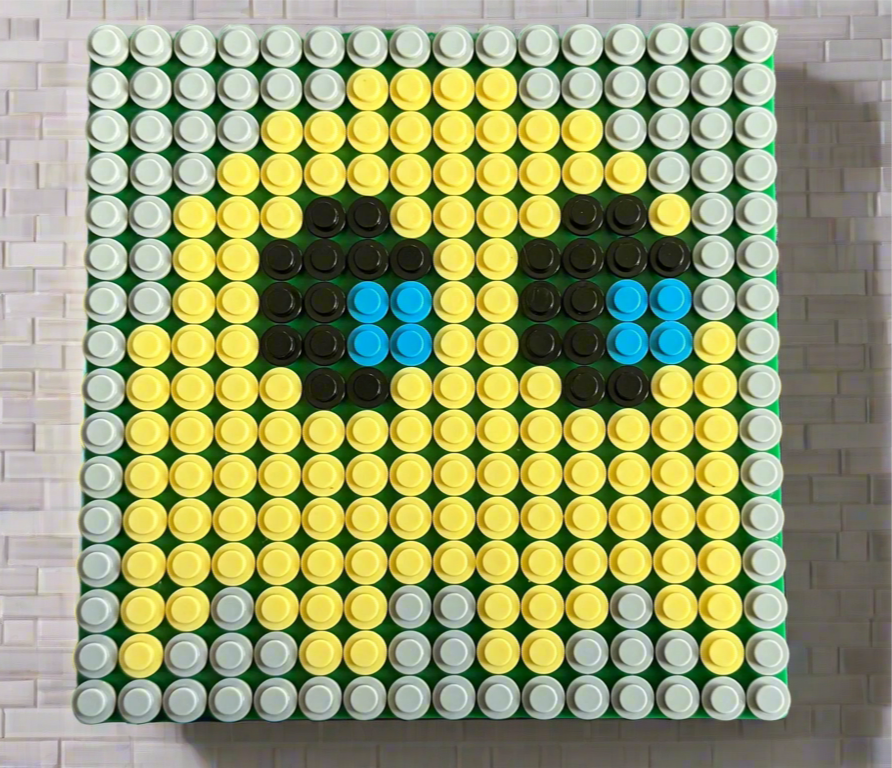 Pac-Man Ghost Pixel Art | 16x16 LEGO-Compatible Mosaic | Retro Gaming Wall Decor | Handmade Brick Art Gift | 5"x5"