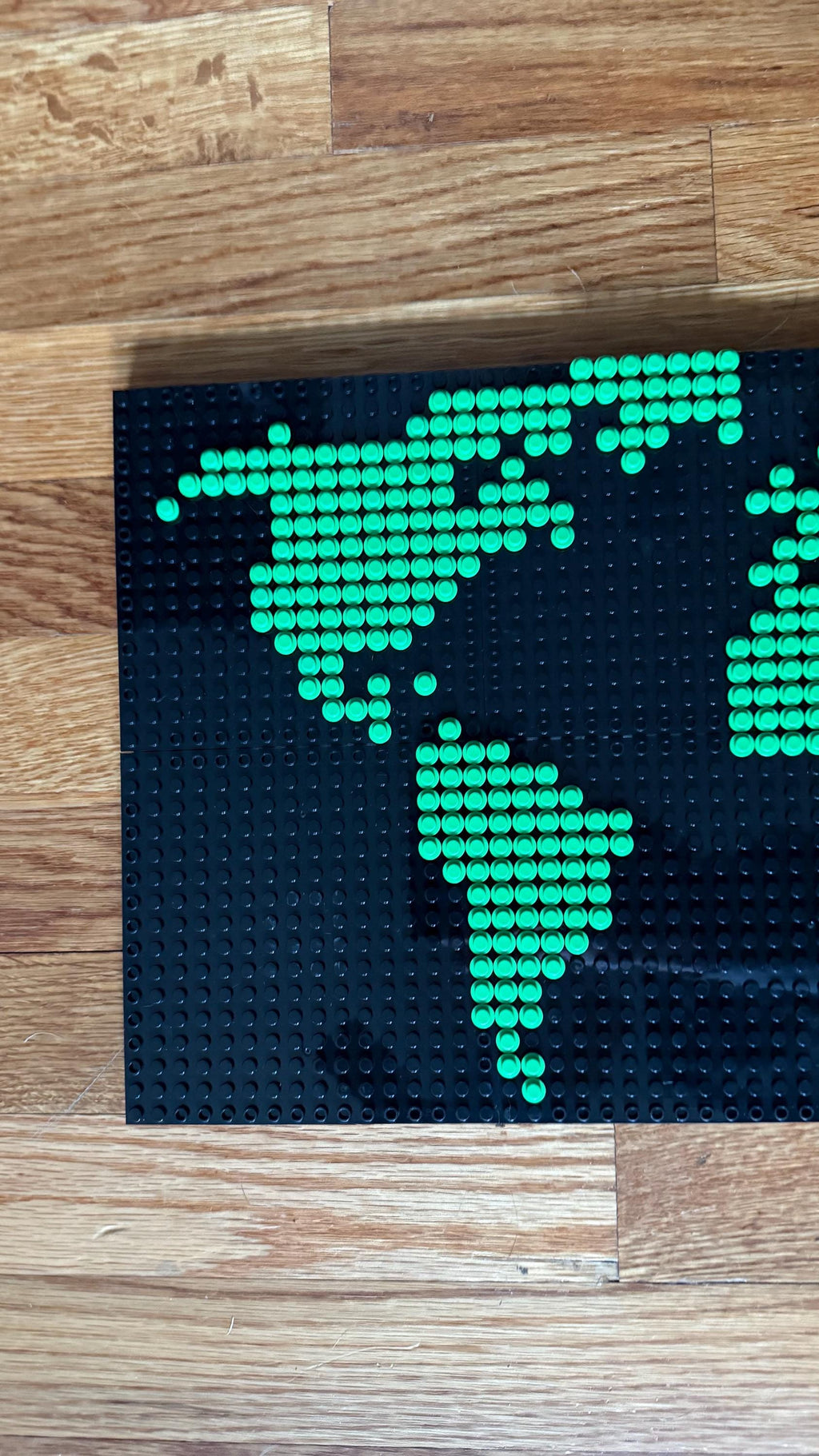 Brick World Map Mosaic | 64x32 Stud Pixel Art | Custom Color Options | Handmade Brick-Compatible Wall Art | Travel & Geography Decor