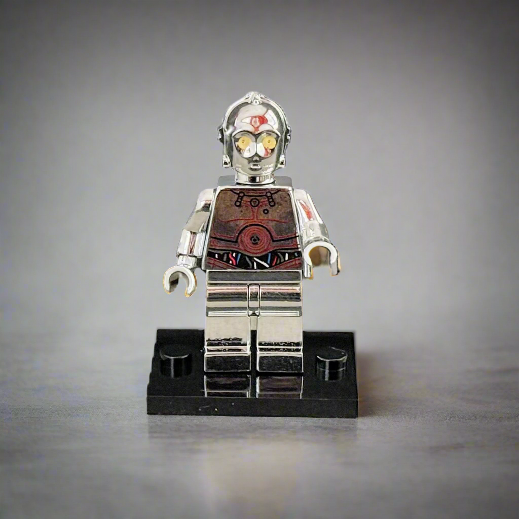 C-3PO Electroplated Silver Chrome – Custom Brick Compatible Minifigure