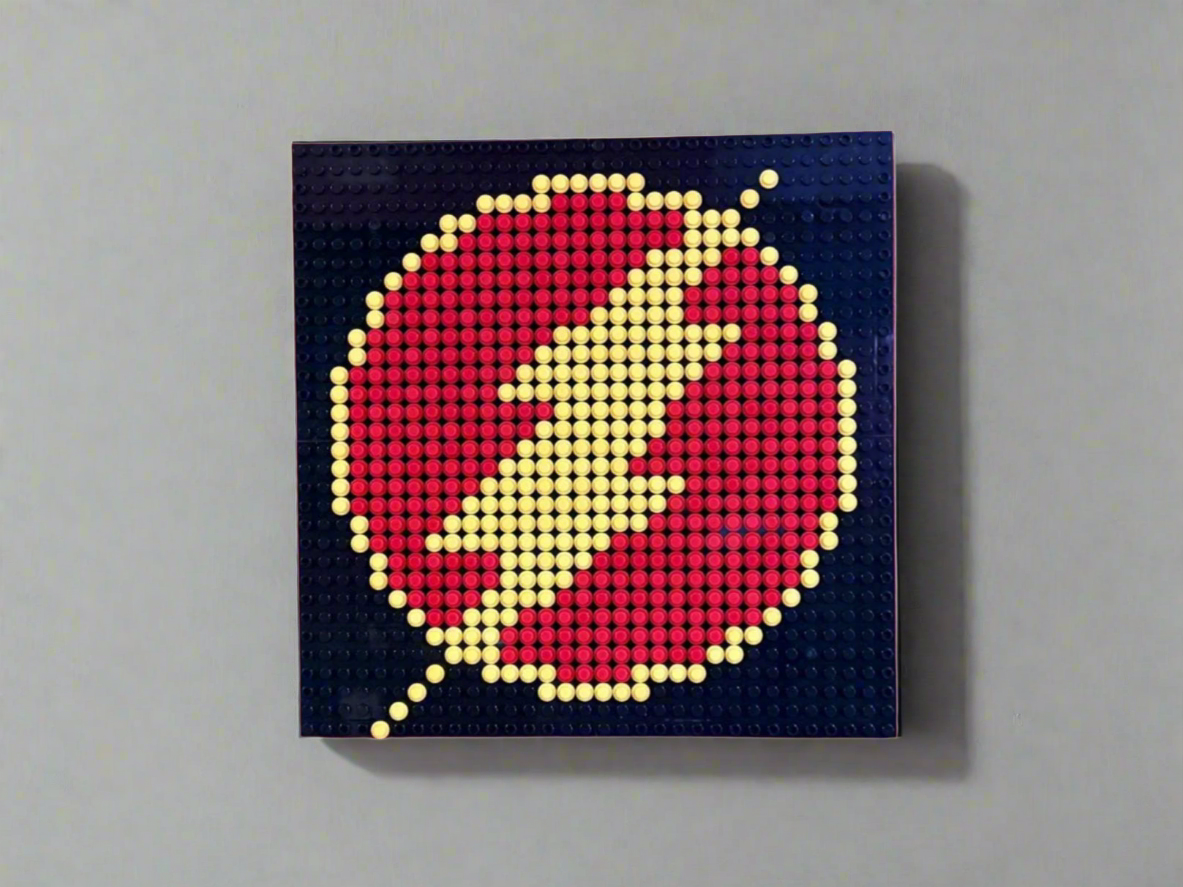 The Flash Logo Pixel Art | 32x32 LEGO-Compatible Mosaic | Superhero Lightning Bolt Wall Art | Handmade Brick Decor | 10"x10"