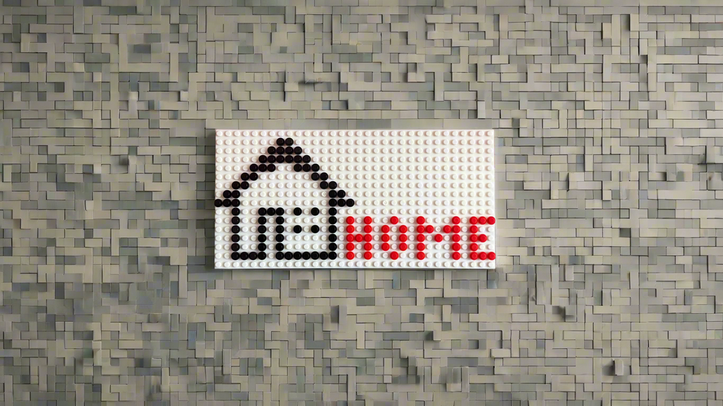 “Home” Pixel Art Sign | 32x16 LEGO-Compatible Brick Mosaic | House Icon Wall Art | Handmade Brick Decor | Minimalist Home Gift