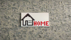 “Home” Pixel Art Sign | 32x16 LEGO-Compatible Brick Mosaic | House Icon Wall Art | Handmade Brick Decor | Minimalist Home Gift