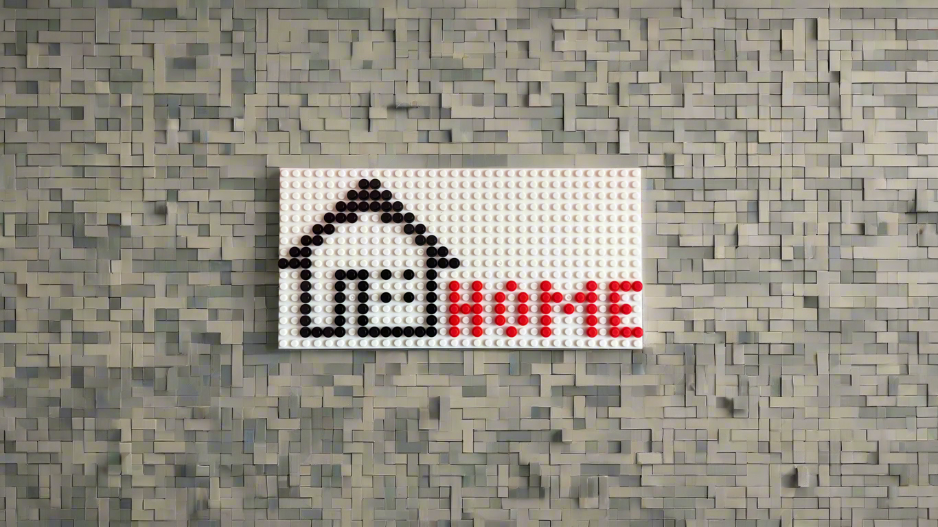 “Home” Pixel Art Sign | 32x16 LEGO-Compatible Brick Mosaic | House Icon Wall Art | Handmade Brick Decor | Minimalist Home Gift