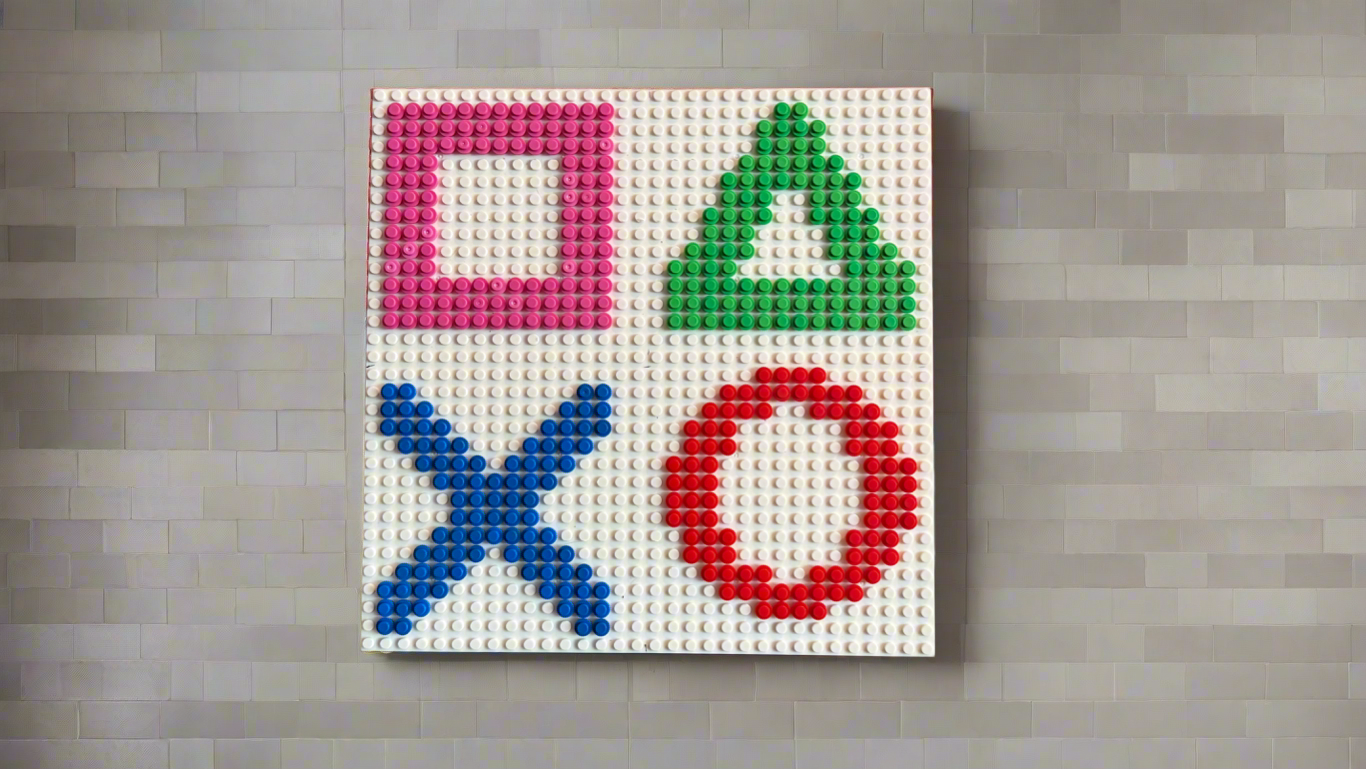 Build it Yourself DIY Kit – PlayStation Icons | Build Your Own Brick Mosaic (32x32 Studs)
