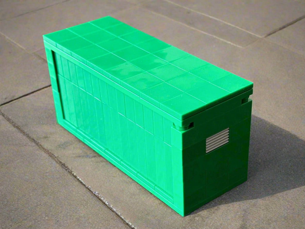 Mini Brick Shipping Container | 5.5” LEGO-Compatible Cargo Crate | Handmade Display Model | Industrial & Desk Decor