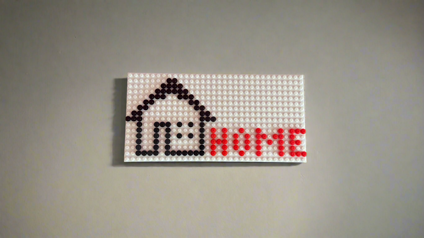 “Home” Pixel Art Sign | 32x16 LEGO-Compatible Brick Mosaic | House Icon Wall Art | Handmade Brick Decor | Minimalist Home Gift