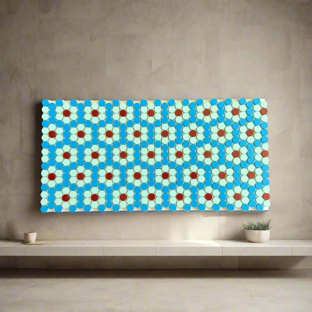 Blue Tilework Mosaic – Coastal Tile Inspired LEGO® Compatible Wall Art