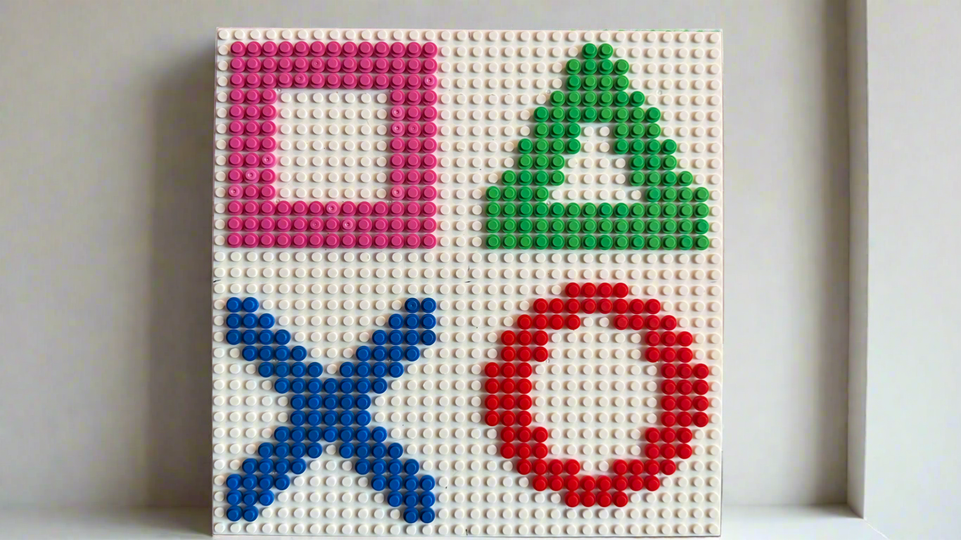 Build it Yourself DIY Kit – PlayStation Icons | Build Your Own Brick Mosaic (32x32 Studs)