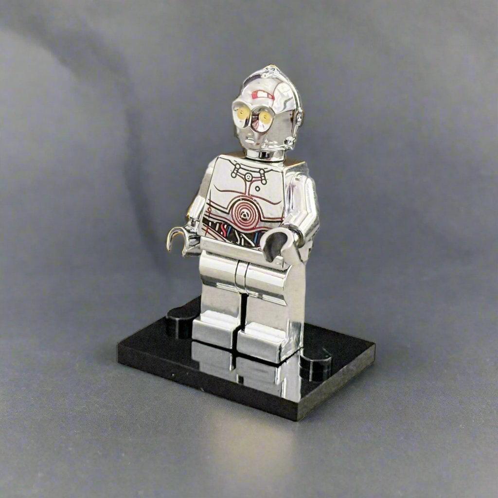 C-3PO Electroplated Silver Chrome – Custom Brick Compatible Minifigure