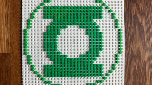 Green Lantern Logo Brick Mosaic | 32x32 LEGO-Compatible Pixel Art | Handmade Superhero Wall Art | DC Comics Fan Gift