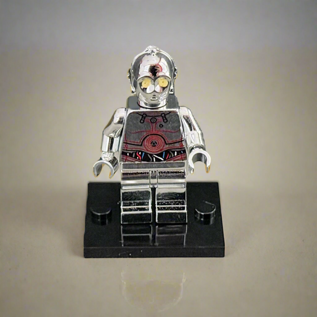 C-3PO Electroplated Silver Chrome – Custom Brick Compatible Minifigure