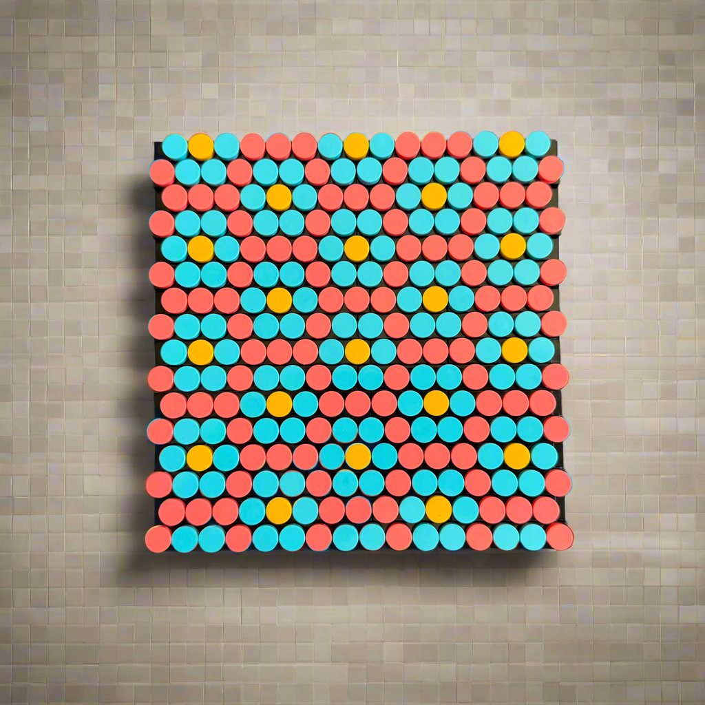 Coral Burst Mosaic – Vibrant Geometric LEGO® Compatible Wall Art