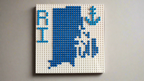 Rhode Island State Outline Pixel Art Mosaic – 32x32 Studs | Brick Wall Art | Handmade Stud Artwork
