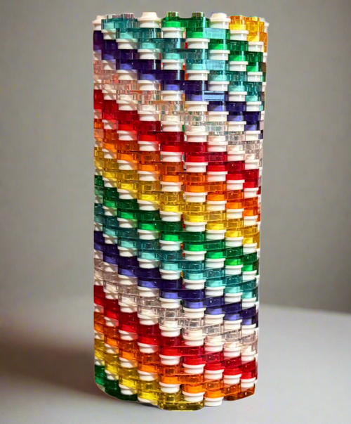 Semi-Transparent Rainbow Skinny Modular Vase – Built with LEGO®-Compatible Bricks