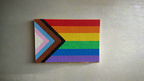 Pride Progress Flag Pixel Art | 32x48 Mosaic Art | LGBTQ+ Wall Decor | Handmade Stud Artwork | Rainbow Flag Art
