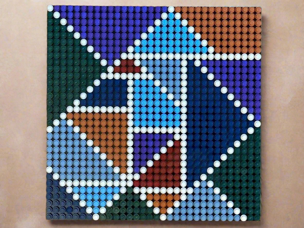 Colorful Geometric Brick Mosaic | 32x32 Stud Abstract Wall Art | Handmade LEGO-Compatible Pixel Design | Colorful Modern Decor