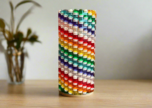 Semi-Transparent Rainbow Skinny Modular Vase – Built with LEGO®-Compatible Bricks