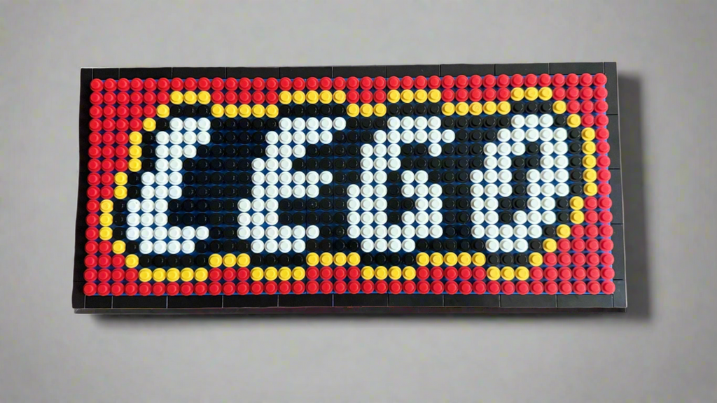 Lego Logo Pixel Art Mosaic | 36x16 Stud Wall Art | Handmade LEGO-Inspired Decor | Retro Pixel Design | Custom Brick Artwork