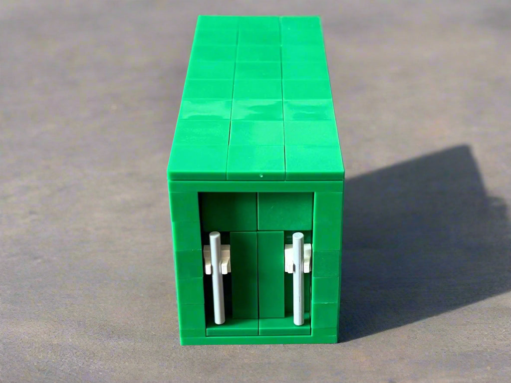 Mini Brick Shipping Container | 5.5” LEGO-Compatible Cargo Crate | Handmade Display Model | Industrial & Desk Decor