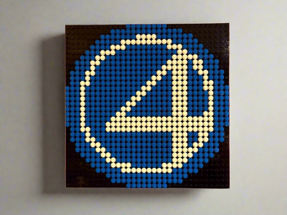 Fantastic Four Logo Pixel Art | 32x32 LEGO-Compatible Brick Mosaic | Superhero Wall Decor | Handmade Comic-Inspired Art | 10"x10"