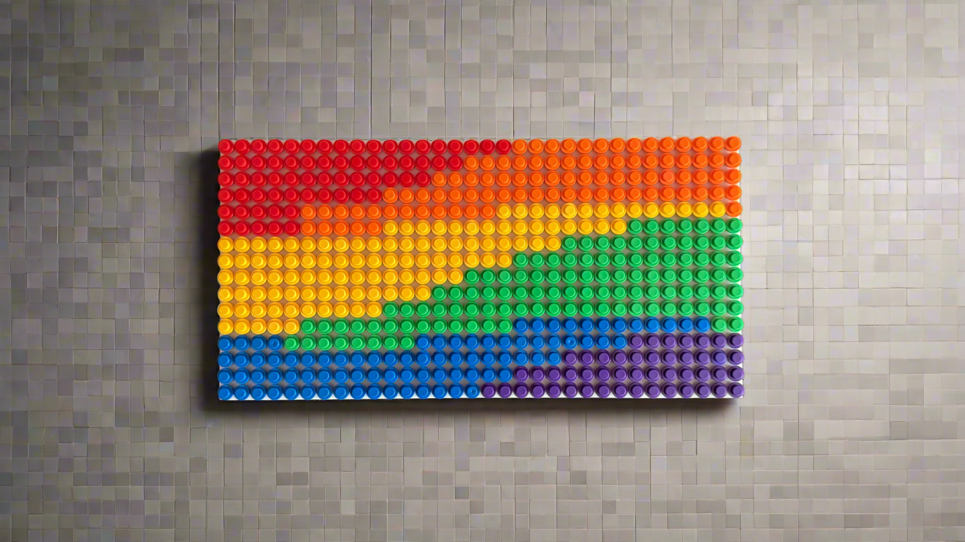 Mini Wavy Pride Flag Pixel Art | 32x16 LEGO-Compatible Brick Mosaic | LGBTQ+ Handmade Wall Decor | Small Rainbow Brick Art