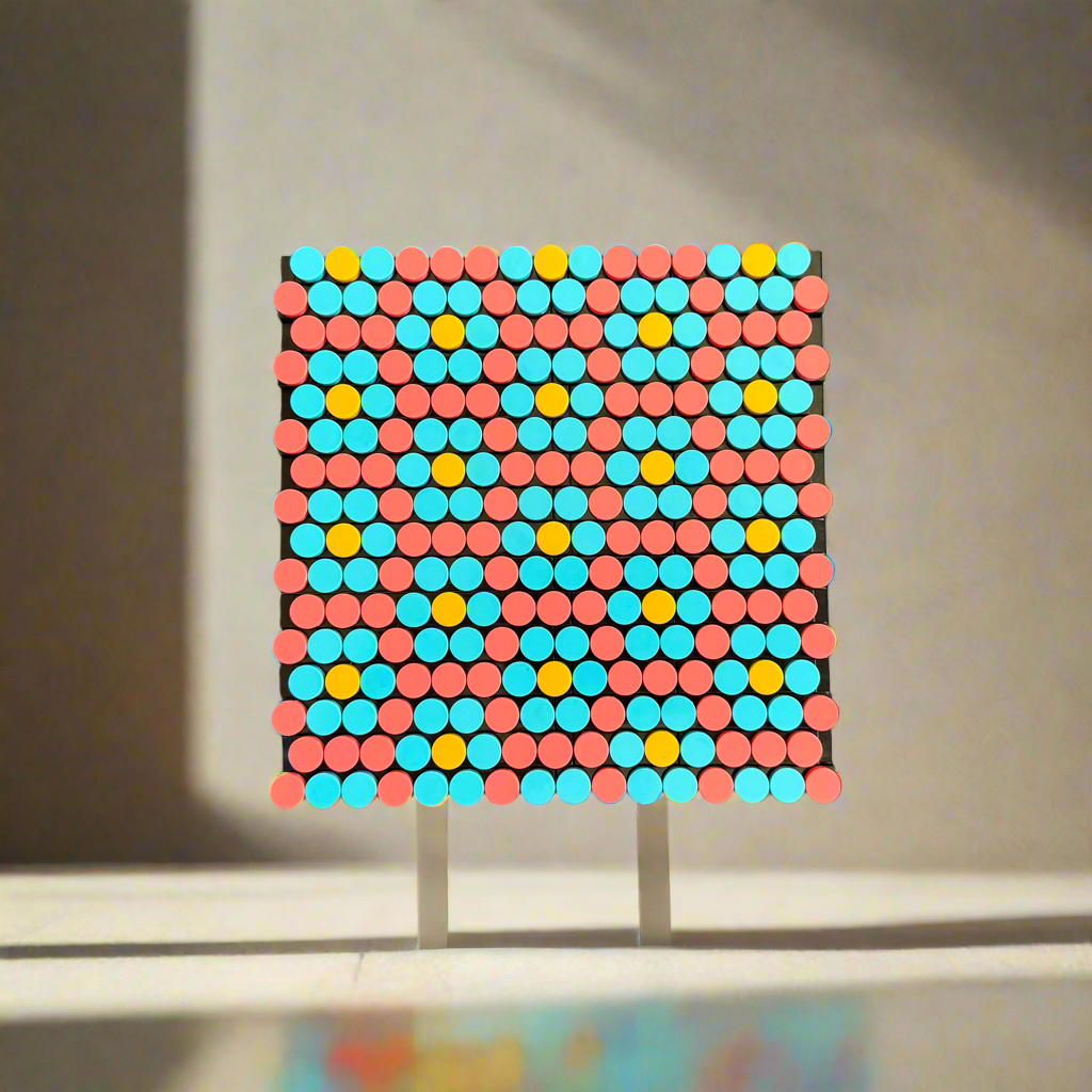 Coral Burst Mosaic – Vibrant Geometric LEGO® Compatible Wall Art