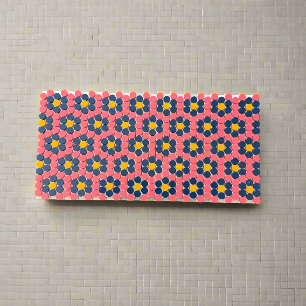 Pink Blossom Mosaic – Retro Floral LEGO®-Compatible Wall Art