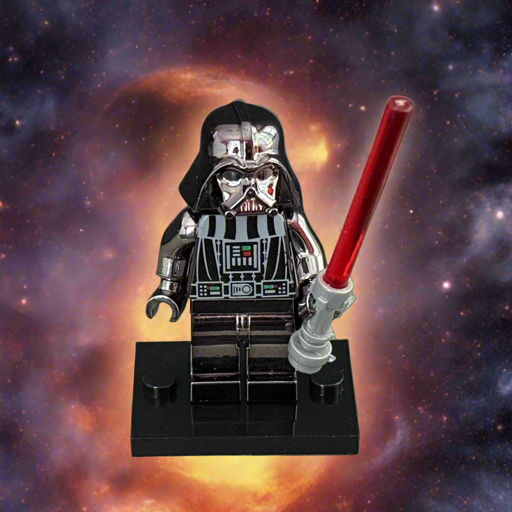 Electroplated Chrome Darth Vader – Custom Brick Compatible Minifigure