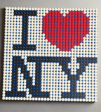 I Love NY Brick Mosaic | Handmade Pixel Art | 1x1 Stud Wall Art | New York City Gift | Travel Decor
