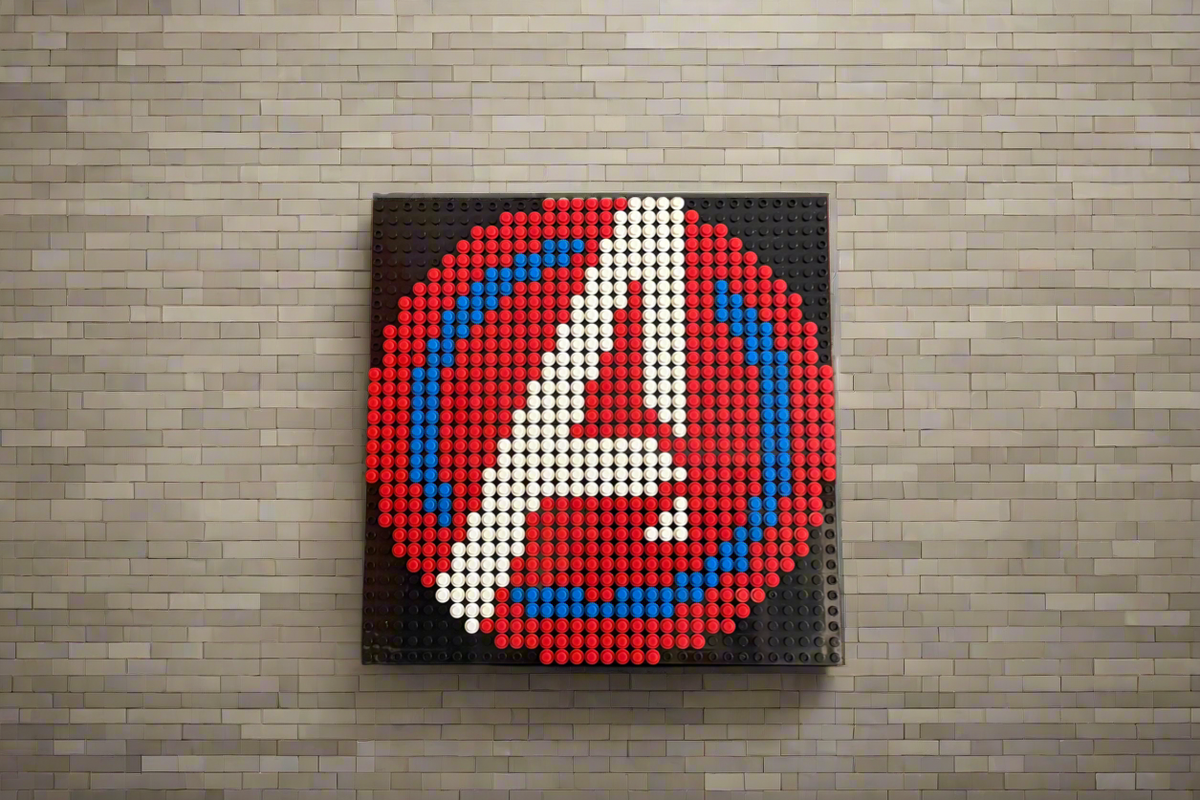 Avengers Logo Pixel Art | 32x32 LEGO-Compatible Mosaic | Superhero Wall Art | Red, White & Blue | Handmade Brick Decor