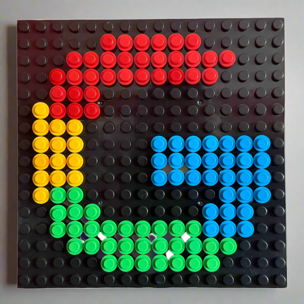 Mini Google Logo Pixel Art | 16x16 LEGO-Compatible Brick Mosaic | Tech Decor | Colorful Pixel Wall Art | Handmade Mini Sign